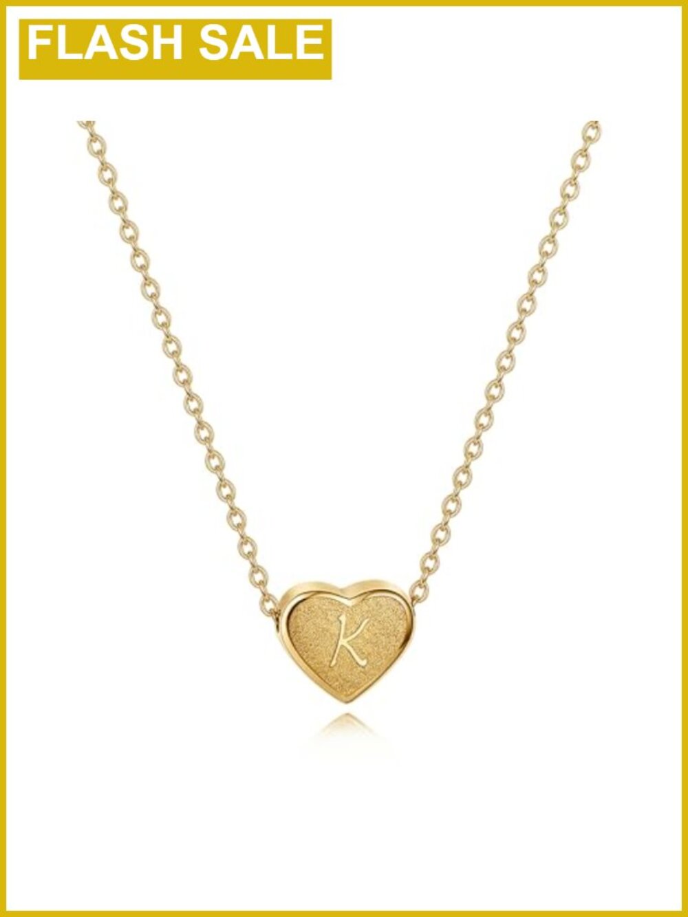 18k Gold Plated Stainless Steel Heart Initial K Necklace Girls